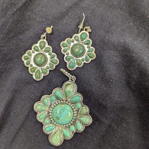 Barse Sterling Silver and Turquoise Pendant, Cuff, Earrings